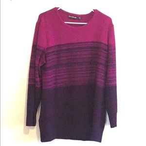 Magenta and black pullover sweater